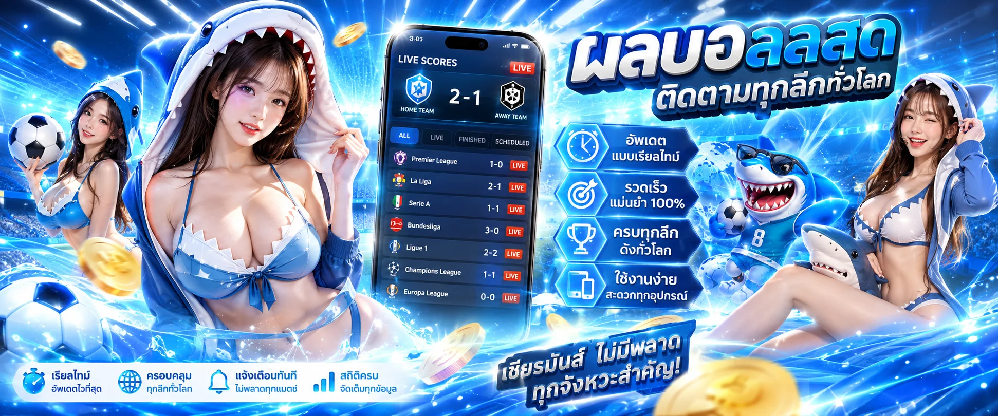 หน้าผลบอลสด KAMO99 แสดงสกอร์เรียลไทม์ทุกลีก